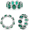 LARGE 6.0CT DIAMOND & AAA EMERALD 18K WHITE GOLD 3D EMERALD CUT ANNIVERSARY RING