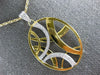 ESTATE LARGE .32CT DIAMOND 18KT WHITE & YELLOW GOLD OVAL CRISS CROSS FUN PENDANT