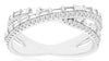 ESTATE .56CT DIAMOND 14K WHITE GOLD ROUND & BAAUETTE 2 ROW CRISS CROSS LOVE RING