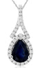 1.03CT DIAMOND & AAA SAPPHIRE 14KT WHITE GOLD PEAR SHAPE HALO FLOATING PENDANT