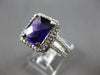 LARGE 4.95CT DIAMOND & AAA AMETHYST 14KT WHITE GOLD SQUARE HALO ENGAGEMENT RING