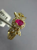 .61CT DIAMOND & AAA RUBY 14KT YELLOW GOLD 3D OVAL & ROUND FRIENDSHIP LOVE RING