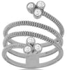 0.28CT DIAMOND 14KT WHITE GOLD 3D CLASSIC MULTI ROW CRISS CROSS FLOWER FUN RING