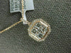 ESTATE LARGE .74CT DIAMOND 18K ROSE GOLD 3D SQUARE OCTAGON CLUSTER HALO PENDANT