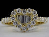 ESTATE .85CT DIAMOND 18KT YELLOW GOLD 3D ROUND & BAGUETTE HEART SHAPE LOVE RING