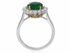 GIA CERTIFIED 3.49CT DIAMOND & AAA EMERALD 18KT 2 TONE GOLD HALO ENGAGEMENT RING