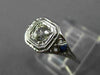 ANTIQUE .53CT DIAMOND & AAA SAPPHIRE 18K WHITE GOLD SQUARE ENGAGEMENT RING 26026