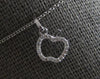 ESTATE SMALL .07CT DIAMOND 14KT WHITE GOLD 3D APPLE FUN FLOATING PENDANT