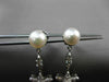 ANTIQUE .80CT DIAMOND 14K WHITE GOLD & PEARL FLOWER STAR HANGING EARRINGS #23357