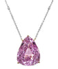 LARGE 95.57CT DIAMOND & AAA KUNZITE 18KT 2 TONE GOLD 3D PEAR SHAPE LOVE NECKLACE