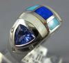 1.38CT DIAMOND & AAA TANZANITE 14KT WHITE GOLD MOTHER OF PEARL & TURQUOISE RING