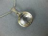 ESTATE AAA CRYSTAL 14KT WHITE GOLD 3D CLASSIC BEZEL ROUND PENDANT
