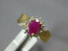ESTATE 1.10CT DIAMOND & AAA RUBY 14KT YELLOW GOLD OVAL & ROUND FLOWER FUN RING