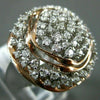 ESTATE EXTRA LARGE 1.50CT DIAMOND 14KT WHITE & ROSE GOLD CLUSTER MULTI ROW RING
