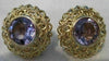 LARGE ANTIQUE 2OCTW AMETHYST 14K YELLOW GOLD FILIGREE CLIP EARRINGS 25MM #769