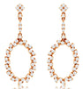 .98CT DIAMOND 14KT ROSE GOLD ROUND MULTI LEAF OVAL CHANDELIER HANGING EARRINGS