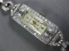 ANTIQUE CHOISI 1.0CT OLD MINE DIAMOND PLATINUM CLASSIC RECTANGULAR WATCH #2218
