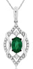 .56CT DIAMOND & AAA EMERALD 14K WHITE GOLD 3D OVAL & ROUND LEAF FLOATING PENDANT
