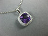 ESTATE 1.52CT DIAMOND & AAA AMETHYST 14KT WHITE GOLD CUSHION SQUARE HALO PENDANT