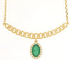 .51CT DIAMOND 14KT YELLOW GOLD & AAA EMERALD OVAL & ROUND SEMI CIRCULAR NECKLACE