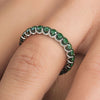 2.53CT AAA EMERALD 14KT WHITE GOLD CLASSIC SHARED PRONG ETERNITY FUN LOVE RING