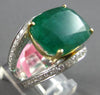 ESTATE EXTRA LARGE 12.61CT DIAMOND & AAA EMERALD 18K 2 TONE GOLD ENGAGEMENT RING