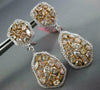 LARGE 7.54CT WHITE & MULTI COLOR DIAMOND 18KT WHITE & ROSE GOLD HANGING EARRINGS