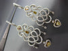 ESTATE LARGE 3.66CT DIAMOND 18KT TWO TONE GOLD CHANDELIER HEART HANGING EARRINGS
