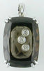 LARGE 14.02CT DIAMOND & AAA SMOKY TOPAZ 14KT WHITE GOLD 3D 3 STONE BEZEL PENDANT