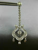 ANTIQUE 1.96CT DIAMOND 14K WHITE GOLD FILIGREE CHANDELIER HANGING EARRINGS #1680