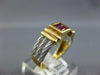 ESTATE .45CT AAA RUBY 18KT TWO TONE GOLD 3D PRINCESS INVISIBLE SQUARE ROPE RING