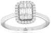 .4CT DIAMOND 14K WHITE GOLD ROUND & BAGUETTE CLUSTER SQUARE HALO FRIENDSHIP RING
