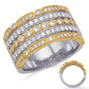 LARGE .82CT DIAMOND 14KT 2 TONE GOLD 3D MULTI ROW BEZEL & PAVE ANNIVERSARY RING