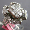 EXTRA LARGE 2.14CT DIAMOND 18K WHITE GOLD 3D ROUND & BAGUETTE FLORAL SQUARE RING