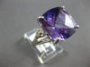 EXTRA LARGE 10.2CT DIAMOND & AAA AMETHYST 14KT WHITE GOLD CUSHION & ROUND RING