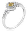 .34CT DIAMOND & AAA CITRINE 14KT WHITE GOLD EMERALD CUT & ROUND GEOMETRICAL RING