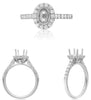 .53CT DIAMOND 14K WHITE GOLD 3D ROUND & OVAL 4 PRONG SEMI MOUNT ENGAGEMENT RING