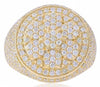 LARGE 3.71CT DIAMOND 14KT YELLOW GOLD 3D MULTI FLOWER PAVE CIRCULAR UNISEX RING