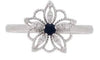 ESTATE .15CT DIAMOND & AAA SAPPHIRE 14KT WHITE GOLD 3D FLOWER FILIGREE FUN RING