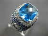 ESTATE EXTRA LARGE 14.51CT DIAMOND AAA SAPPHIRE & BLUE TOPAZ 14K WHITE GOLD RING