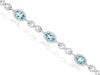 5.36CT DIAMOND & AAA AQUAMARINE 14KT WHITE GOLD 3D OVAL & ROUND TENNIS BRACELET