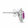 ESTATE 1.65CT DIAMOND & AAA PINK SAPPHIRE 18K WHITE GOLD OVAL HALO STUD EARRINGS
