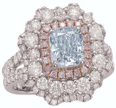2.65CT NATURAL BLUE PINK & WHITE DIAMOND 18KT WHITE & ROSE GOLD ENGAGEMENT RING