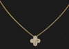 ESTATE .60CT DIAMOND 18KT YELLOW GOLD 3D ROUND & BAGUETTE FLOWER LOVE NECKLACE