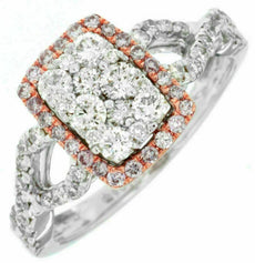 .86CT WHITE & PINK DIAMOND 14KT WHITE GOLD 3D RECTANGULAR HALO ANNIVERSARY RING