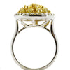1.85CT WHITE & FANCY YELLOW DIAMOND 18K 2 TONE GOLD 3D MULTI SHAPE CIRCULAR RING