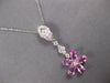 ESTATE 1.54CT DIAMOND & AAA PINK SAPPHIRE 18K WHITE GOLD LARIAT FLOATING PENDANT