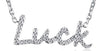 ESTATE .17CT DIAMOND 14KT WHITE GOLD 3D CLASSIC GOOD LUCK FUN NECKLACE