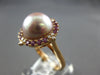 LARGE .59CT DIAMOND & AAA RHODOLITE & PINK SOUTH SEA PEARL 18K ROSE GOLD 3D RING