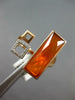 .07CT DIAMOND & AAA ORANGE AGATE 14KT ROSE GOLD 3D SQUARE RECTANGULAR FUN RING